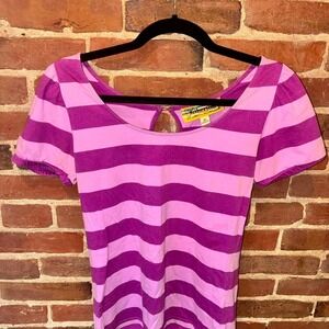 Purple striped short sleeve top